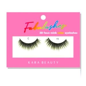 Kara Beauty C15 FABULASHES 3D FAUX MINK COLOR LASHES/Black with Ombre Green